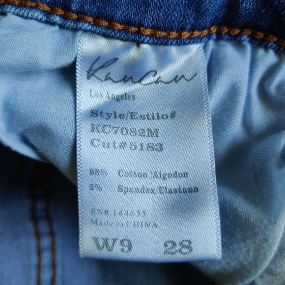 KanCan cuffed high waisted ripped denim shorts 28 - Picture 9 of 10